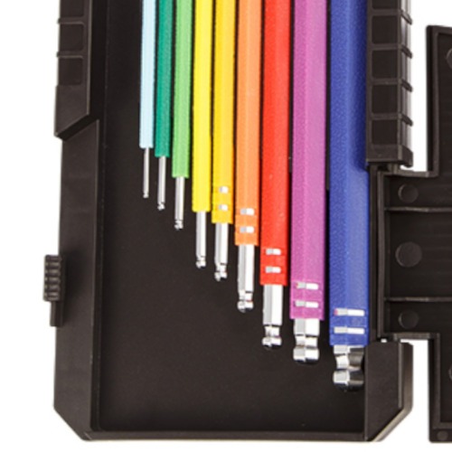 Jogo de chave allen abaulada longa 1,5 a 10 mm 9 peas colorida com estojo  - 08027