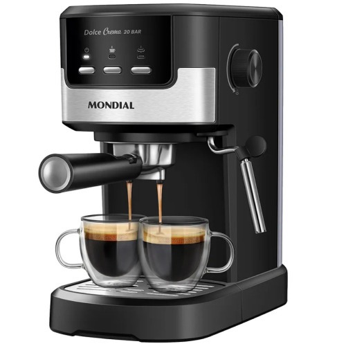 Cafeteira expresso 20 Bar preto e prata - Dolce Crema C-20-EC  110V