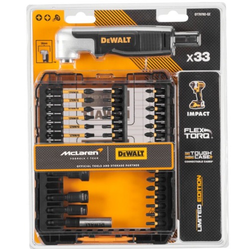 Jogo de bits 33 peças com adaptador angular McLaren - DT70782-QZ Jogo de bits 33 peças com adaptador angular McLaren - DT70782-QZ