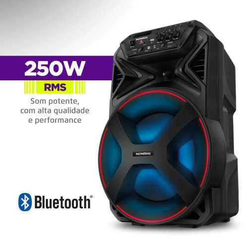 Caixa de som amplificada 250W RMS Bluetooth e FM Connect PartyPlus - CM-250  110V/220V