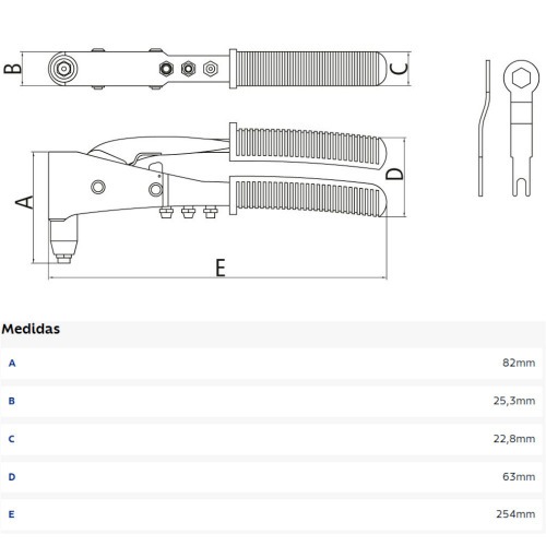 Rebitador manual tipo alicate para rebites de at 4,8