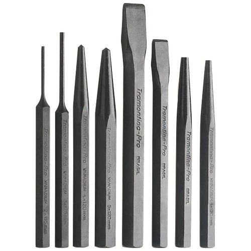 Jogo de talhadeira, puno e saca-pinos com 8 peas