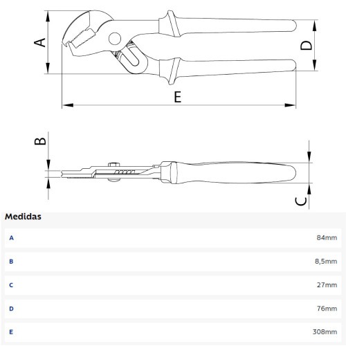 Alicate bomba-d'gua isolado 1000 V 12