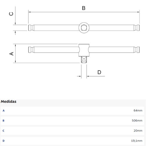 Cabo T aço cromo vanádio 20 Cabo T aço cromo vanádio 20