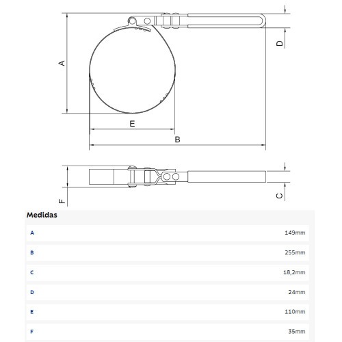 Chave para filtro de leo 110 121 mm - 44041004