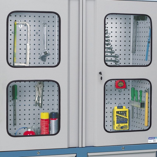 Armrio para ferramentas com 3 prateleiras 9 gavetas e portas de vidro - AM-69