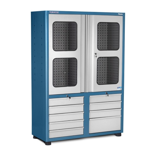 Armrio para ferramentas com 3 prateleiras 9 gavetas e portas de vidro - AM-69