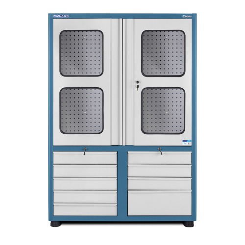 Armrio para ferramentas com 3 prateleiras 9 gavetas e portas de vidro - AM-69