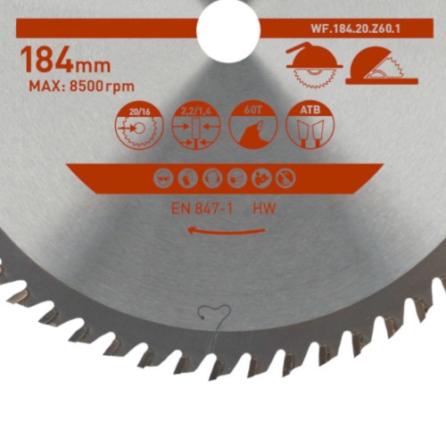Disco de serra para madeira 184 x 20 mm 60 dentes - Clipper Disco de serra para madeira 184 x 20 mm 60 dentes - Clipper