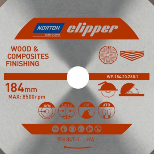 Disco de serra para madeira 184 x 20 mm 60 dentes - Clipper Disco de serra para madeira 184 x 20 mm 60 dentes - Clipper