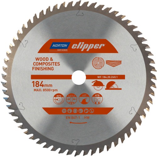 Disco de serra para madeira 184 x 20 mm 60 dentes - Clipper Disco de serra para madeira 184 x 20 mm 60 dentes - Clipper