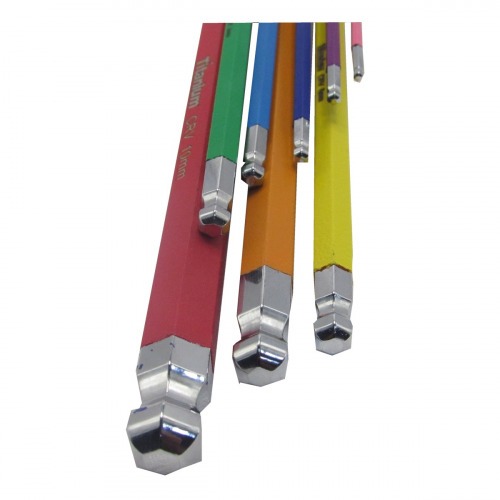 Jogo de chave allen abaulada longa 1,5 a 10 mm 9 peças Colors - 08045 Jogo de chave allen abaulada longa 1,5 a 10 mm 9 peças Colors - 08045