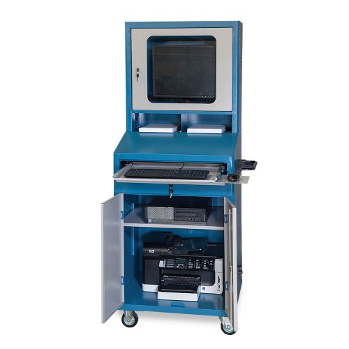 Rack móvel fechado com gaveta porta-teclado e 2 portas - CR-89 Rack móvel fechado com gaveta porta-teclado e 2 portas - CR-89