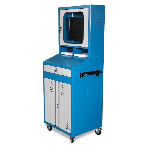 Rack móvel fechado com gaveta porta-teclado e 2 portas - CR-89 Rack móvel fechado com gaveta porta-teclado e 2 portas - CR-89