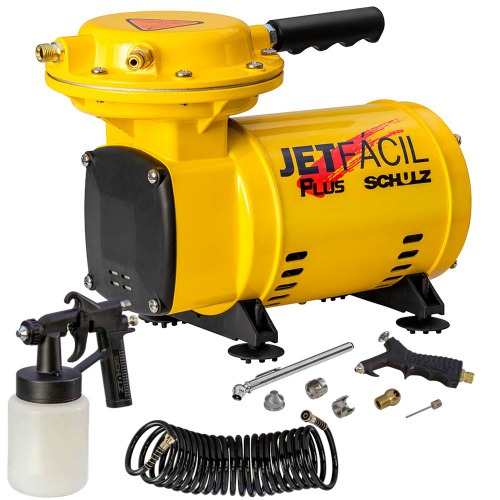 Compressor de ar direto 2,3 pés 1/3 hp com acessórios - Jet Fácil Plus 220V Compressor de ar direto 2,3 pés 1/3 hp com acessórios - Jet Fácil Plus 220V