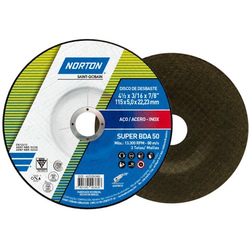 Disco de desbaste para metal 4.1/2 x 3/16 x 7/8