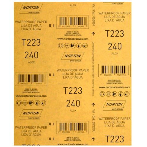 Folha de lixa D'água 225 x 275 mm - T223 Folha de lixa D'água 225 x 275 mm - T223