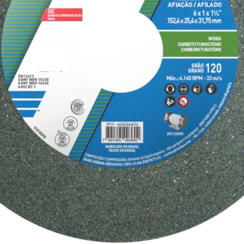 Rebolo reto para metal duro 6