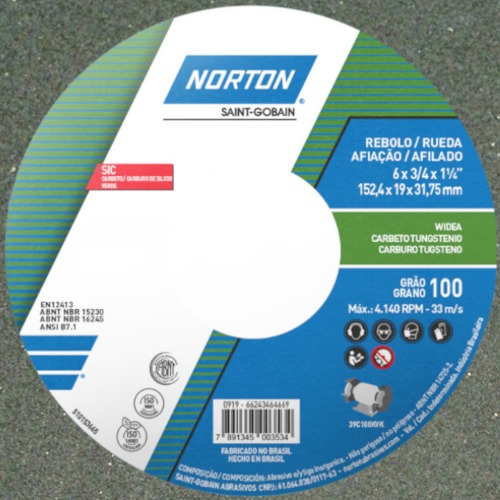 Rebolo reto para metal duro 6