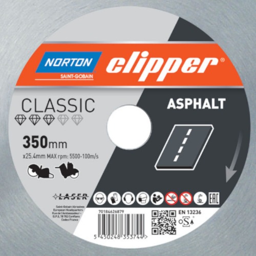 Disco diamantado segmentado 350 x 25,4 mm para asfalto - Clipper Classic Asphalt Disco diamantado segmentado 350 x 25,4 mm para asfalto - Clipper Classic Asphalt