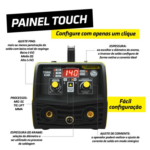 Combo Inversora de solda Mig sem g�s Multiprocesso 140A KAB 140 Trisolda + M�scara e Acess�rios  220V