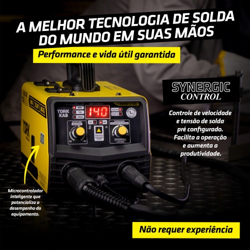 Combo Inversora de solda Mig sem g�s Multiprocesso 140A KAB 140 Trisolda + M�scara e Acess�rios  220V