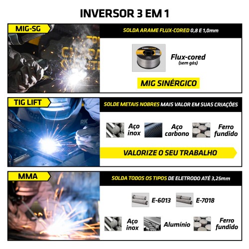 Combo Inversora de solda Mig sem g�s Multiprocesso 140A KAB 140 Trisolda + M�scara e Acess�rios  220V