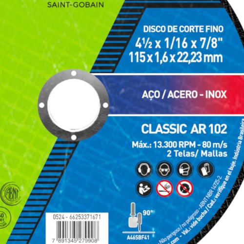 Disco de corte para metal 4.1/2 x 1/16 x 7/8