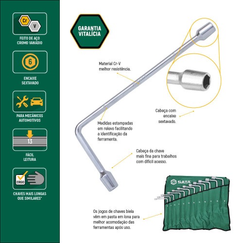 Chave biela Sextavada 15 mm ao cromo vandio - ST47518L