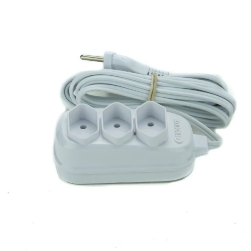 Extenso eltrica 5 metros 3 tomadas 2 x 0,75 mm 10A bipolar