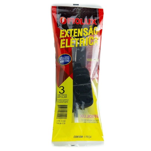 Extenso eltrica 10 metros 3 tomadas 2 x 0,75 mm 10A bipolar