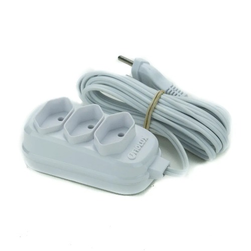 Extens�o el�trica 10 metros 3 tomadas 2 x 0,75 mm 10A bipolar