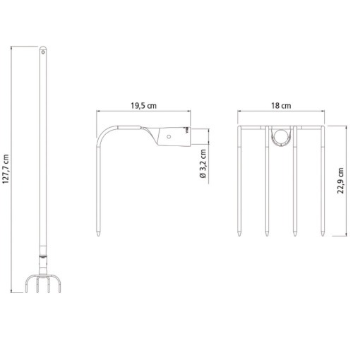 Forcado curvo de arame 4 dentes com cabo de madeira 120 cm