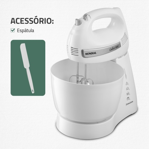 Batedeira 500 watts 4 velocidades branca Cake - B-50-W 110V Batedeira 500 watts 4 velocidades branca Cake - B-50-W 110V