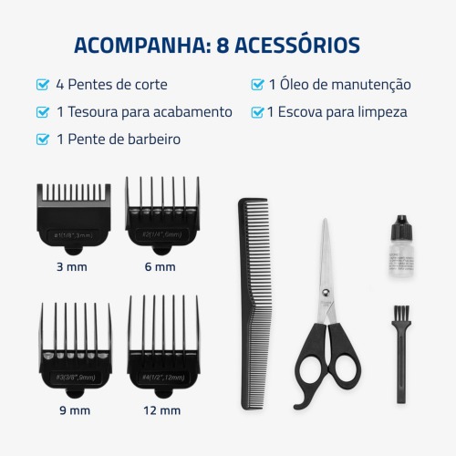 Mquina de cortar cabelo com 4 pentes e acessrios Hair Stylo - CR-02  220V