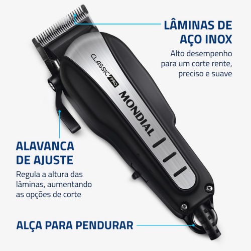 Máquina de cortar cabelo com 4 pentes e acessórios Classic Pro - CR-03  110V Máquina de cortar cabelo com 4 pentes e acessórios Classic Pro - CR-03  110V