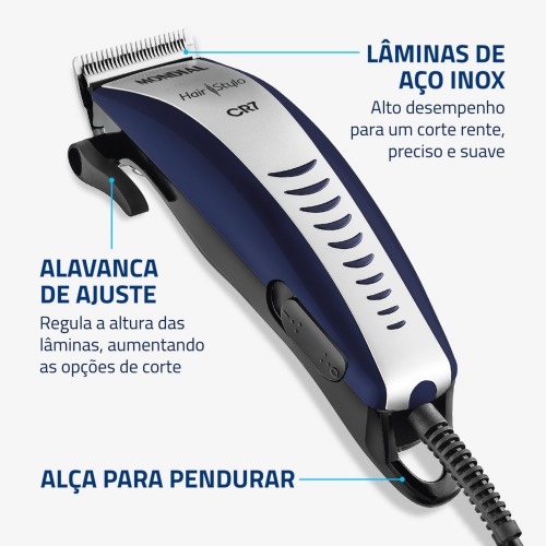 Mquina de cortar cabelo com 4 pentes e acessrios Hair Stylo - CR-07  110V