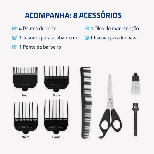 M�quina de cortar cabelo com maleta e acess�rios Titanium Power - CR-09M  220V