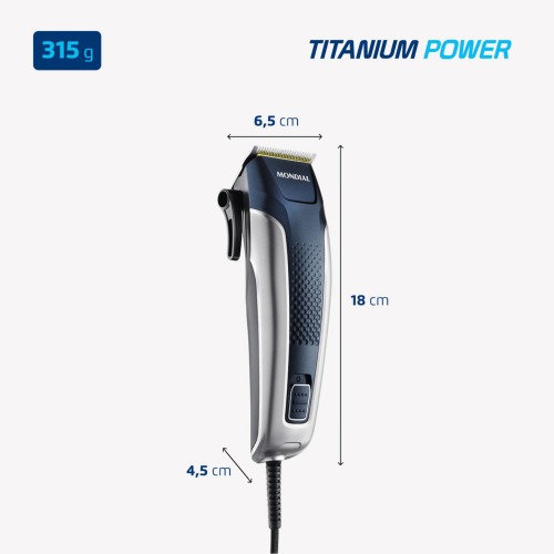 M�quina de cortar cabelo com maleta e acess�rios Titanium Power - CR-09M  220V