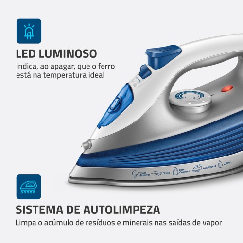 Ferro de passar a vapor 1200 watts - FVN-01-BL 110V Ferro de passar a vapor 1200 watts - FVN-01-BL 110V