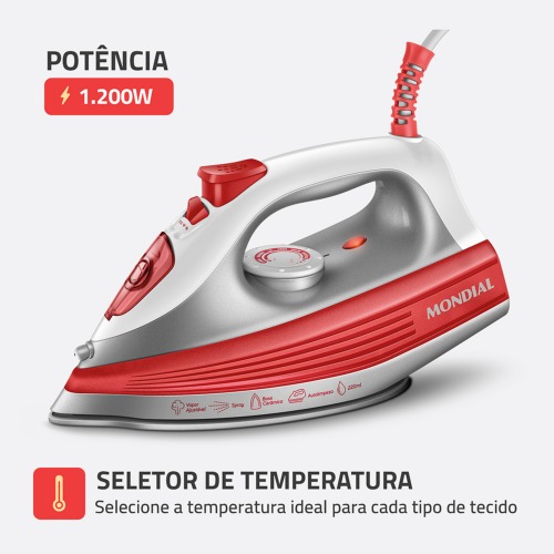 Ferro de passar a vapor 1200 watts - FVN-01-O 220V Ferro de passar a vapor 1200 watts - FVN-01-O 220V