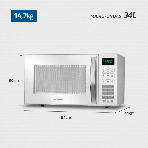 Micro-ondas 34 litros 1400W 10 nveis de potncia - MO-02-34-W  220V