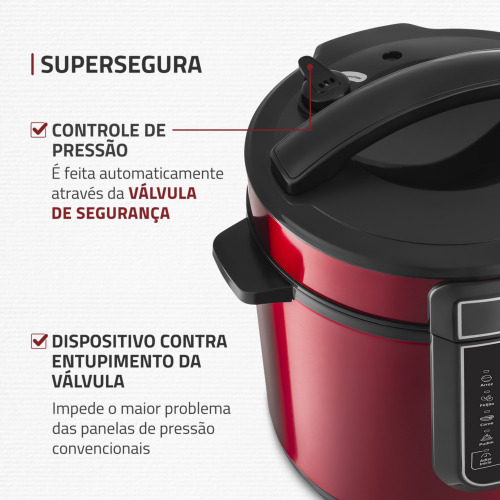 Panela de press�o el�trica digital 5 litros Master Cook Red - PE-39  110V