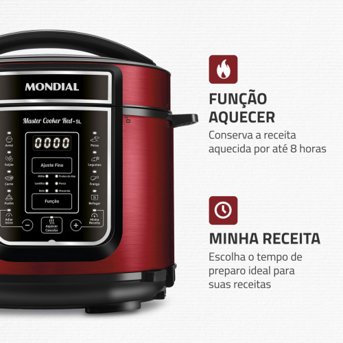 Panela de press�o el�trica digital 5 litros Master Cook Red - PE-39  110V