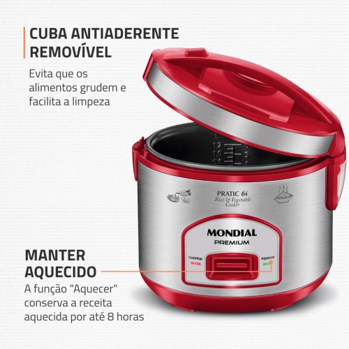 Panela el�trica de arroz 6 x�caras Pratic Rice 6i Red - PE-45-6X  220V