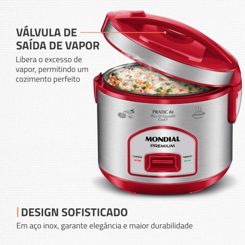 Panela el�trica de arroz 6 x�caras Pratic Rice 6i Red - PE-45-6X  220V