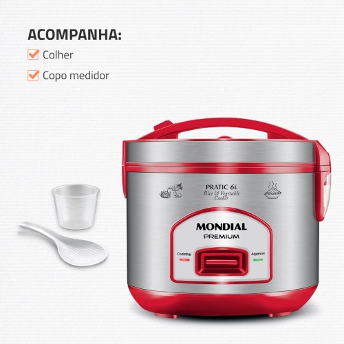 Panela el�trica de arroz 6 x�caras Pratic Rice 6i Red - PE-45-6X  220V