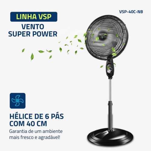 Ventilador de coluna 40 cm 6 p�s Super Power - VSP-40C-NB  220V