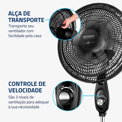 Ventilador de coluna 40 cm 6 p�s Super Power - VSP-40C-NB  220V