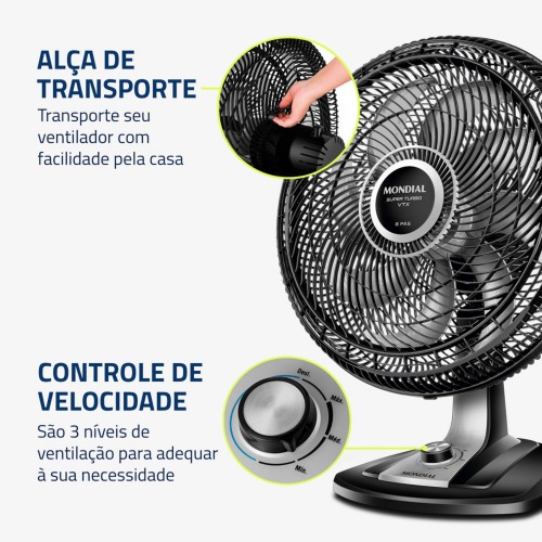 Ventilador de mesa 50 cm 8 p�s 3 velocidades Turbo  110V
